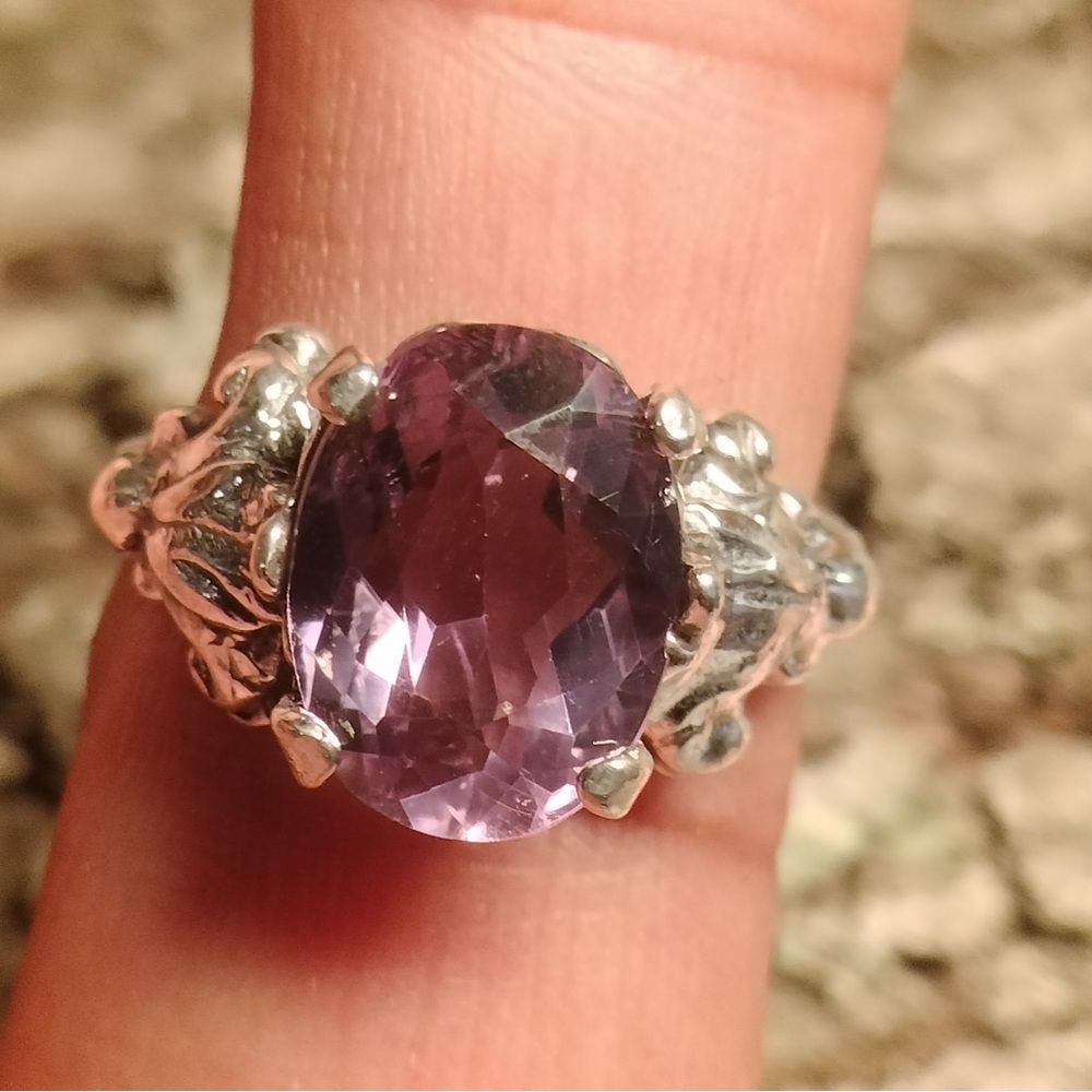 Sterling Silver Oval Amethyst Ring Size 6